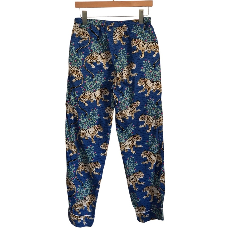 Printfresh Royal Blue Bagheera Leopard & Leaf Print Organic Cotton Pants - Picture 2 of 8